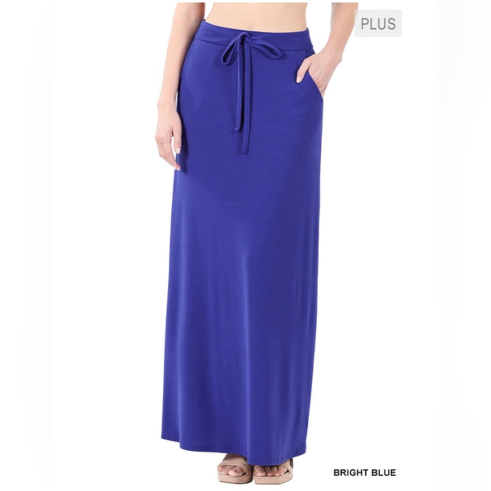 Zenana ladies plus maxi Skirt sizes 1X-3X NEW Bright Blue